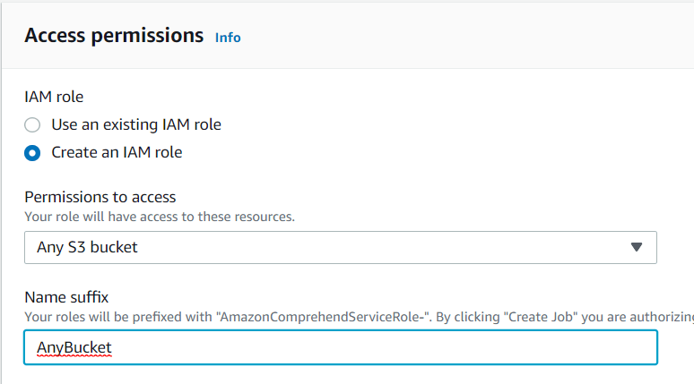 Amazon Comprehend Access permissions